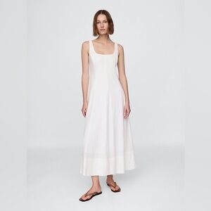 Gap Linen-Blend Square-Neck Maxi Dress Size Large Tall Off White